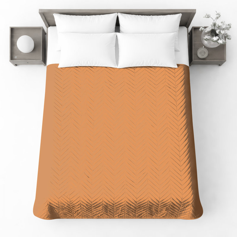 Couvre-lit matelassé de couleur unie à fond beige uni, Lit simple