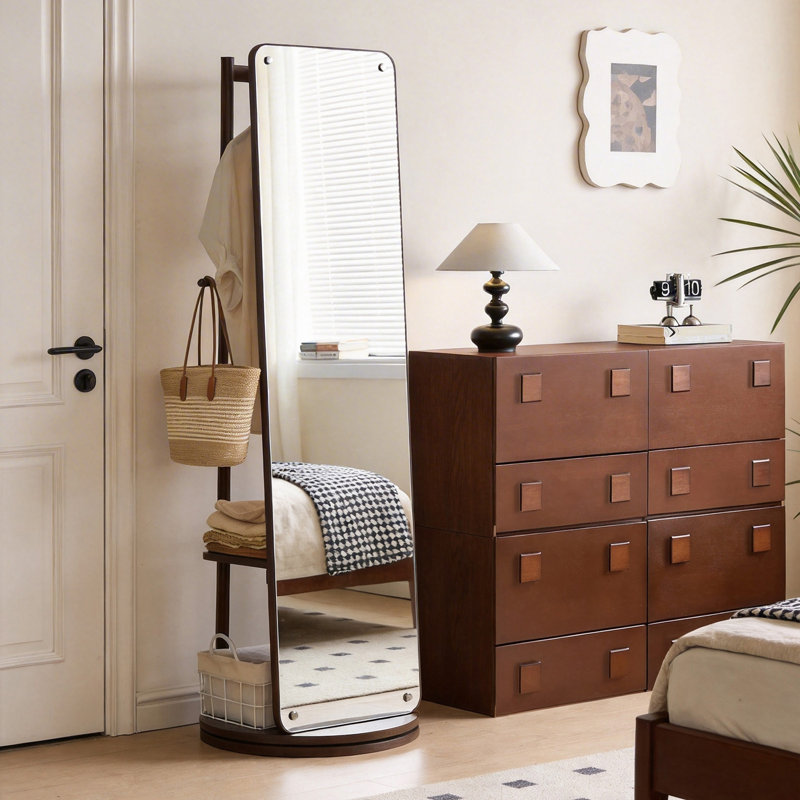 Miroir rotatif pleine grandeur avec portemanteau