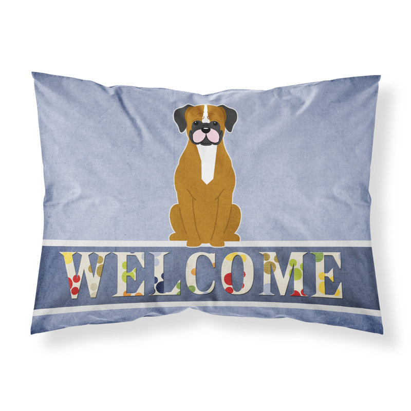 Taie d’oreiller welcome, Boxer fauve et blanc