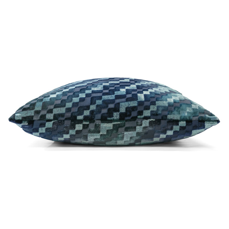Steps Velvet Square Pillow Cover & Insert, 18"H x 18"W, Shark Geometric