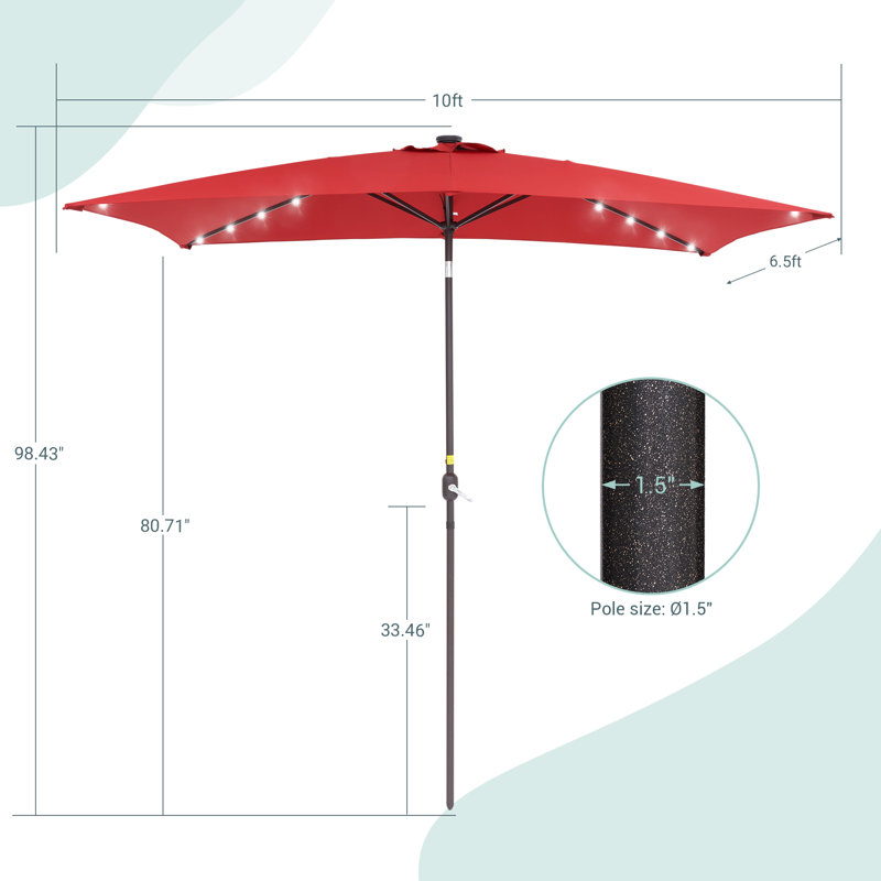 Parasol de marché rectangulaire 10 x 6,5 pi Forontenac, Rouge