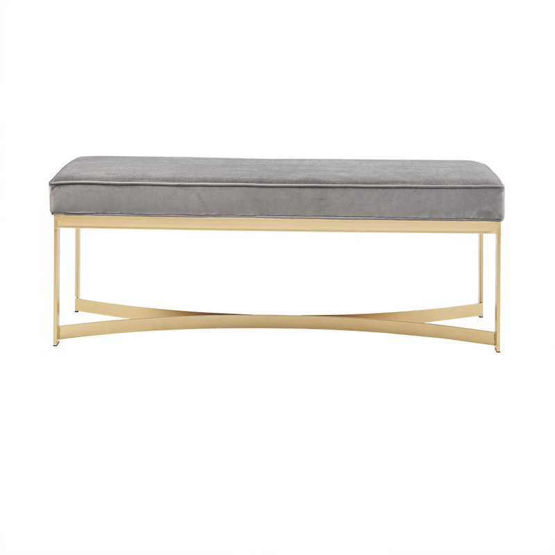 Polyester Upholstered Bench, Gray