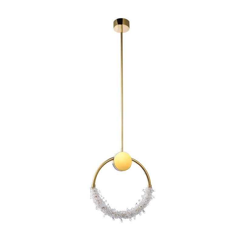 1 - Light Dimmable LED Pendant With Clear Crystal Beading, 15.75" H x 15.17" W x 15.75" D
