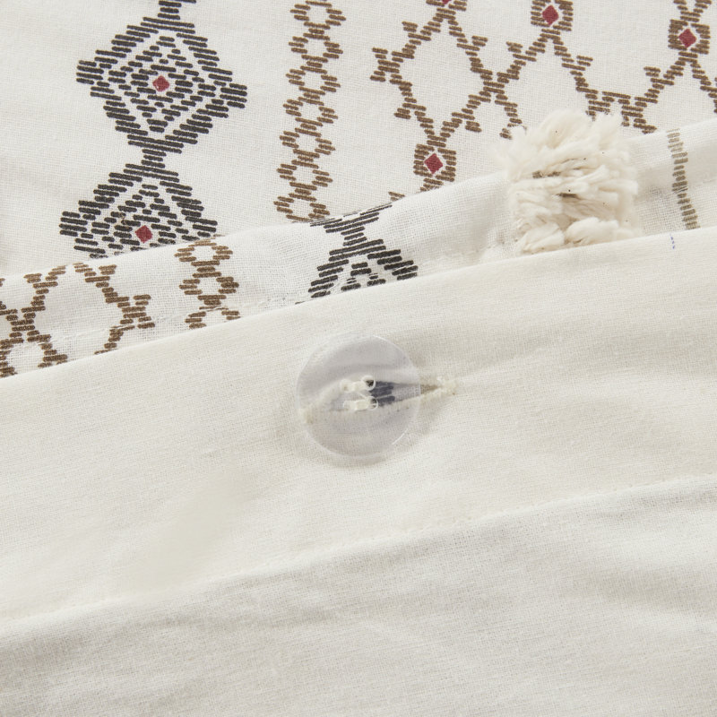 Ensemble d'édredon en coton 3 pièces Imani, Édredon pour très grand lit + 2 taies décorativ, Ivoire