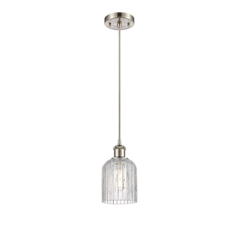 Luminaire suspendu 1 lumière Aalina, Nickel satiné, Clair