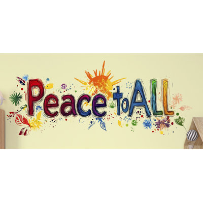 Autocollant mural « Paix à tous », autocollant mural coloré « Paix », citation positive, décoration pour chambre d'enfant, autocollant mural pour salle de classe (355 g)