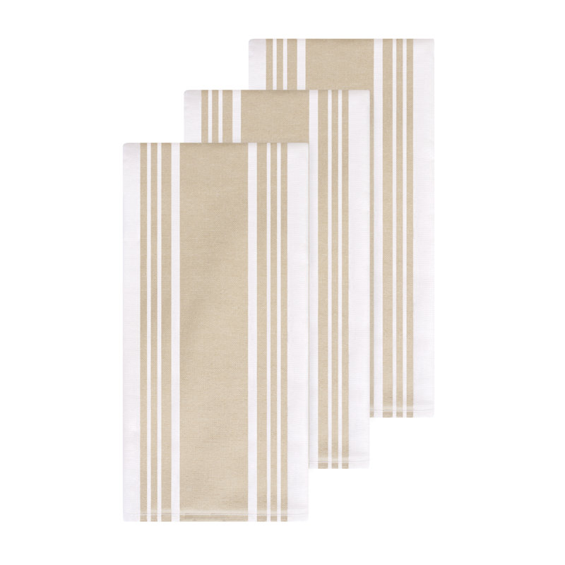 All-Clad Dual Striped Tea Towel, Cappuccino