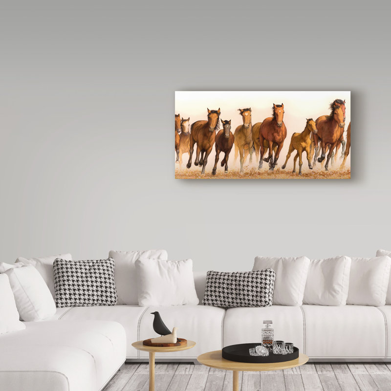 Impression sur toile tendue Gerrity «Running Horses Group», H 10 po x l 19 po x P 2 po