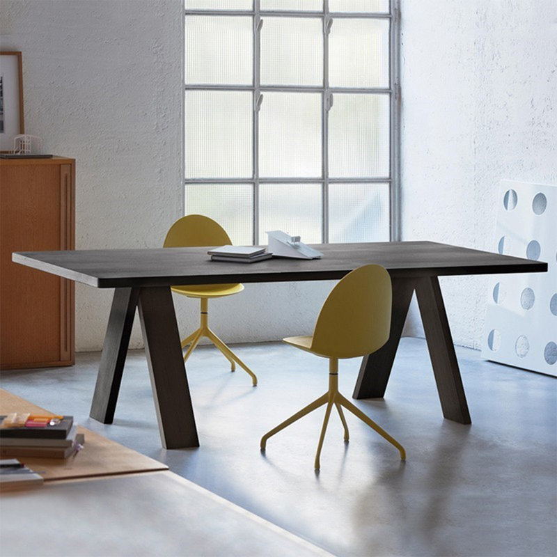 Table de salle à manger rectangulaire, H 29,53 po x L 86,61 po x l 35,43 po, Noir, noir, noir, noir