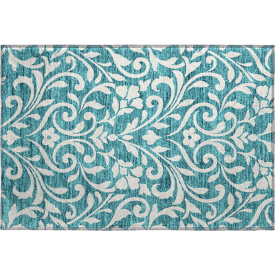 Premium Machine Washable Prisco Teal Rug