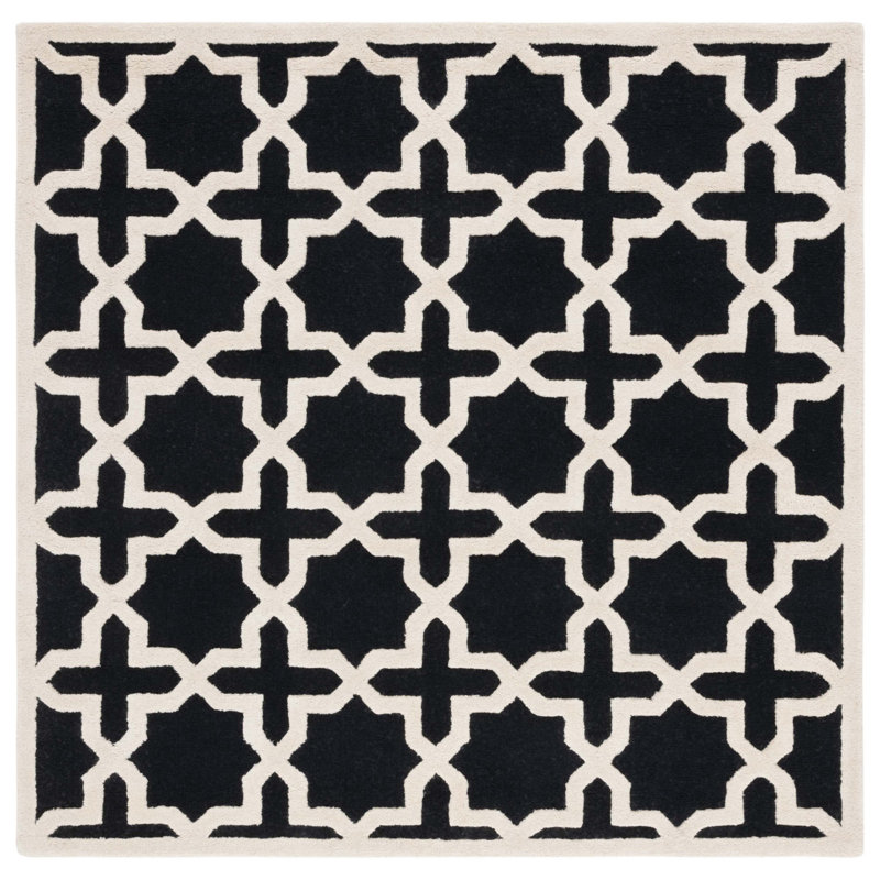 Igna Hand Tufted Wool Geometric Rug, Square 6'