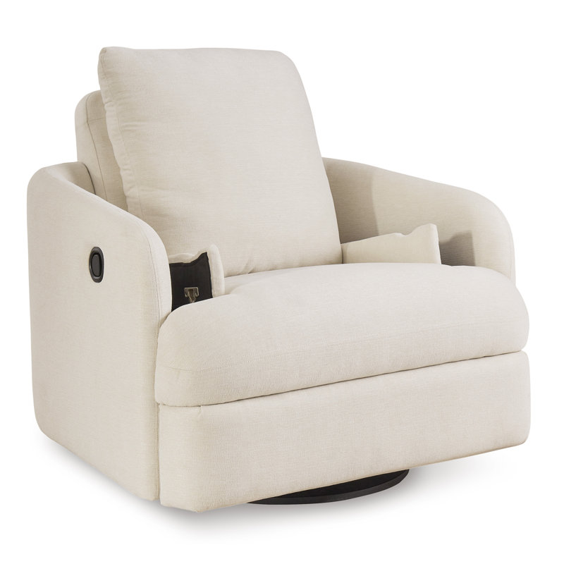 Gwenevere Upholstered Recliner, Beige Polyester