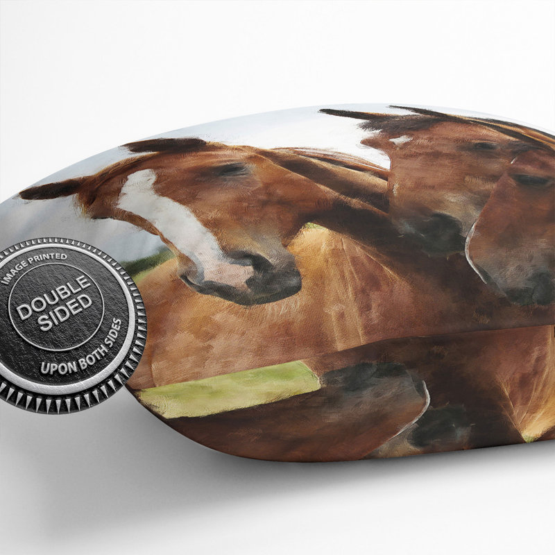 Three Horses Scatter Cushion with Filling, 55cm H x 55cm W x 20cm D