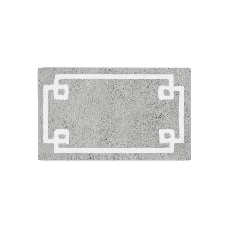 Seafoam Cotton Tufted Bath Rug with White Border
