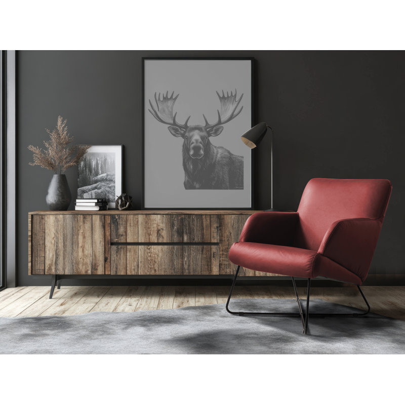 Averie Genuine Leather Designer Armchair, Cherry