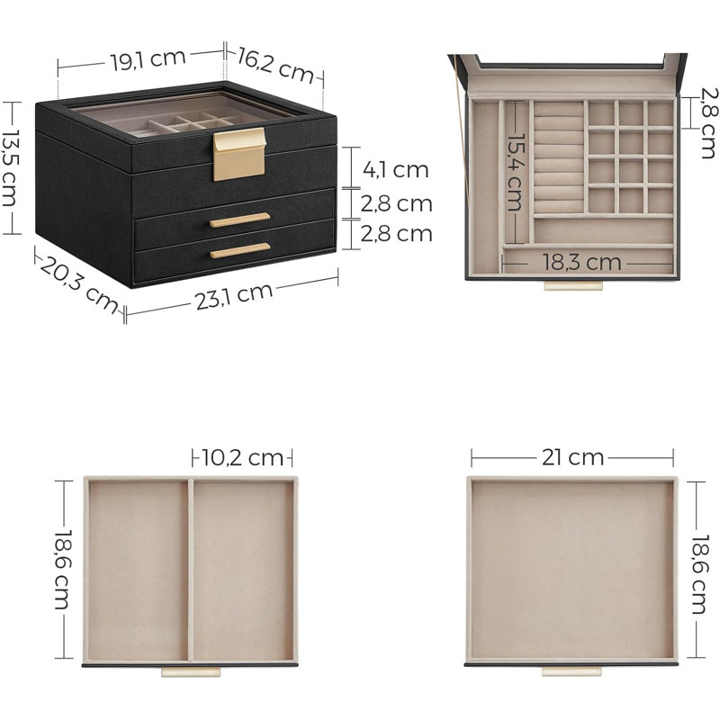 Jewellery Box +, Graphite Black/Gold