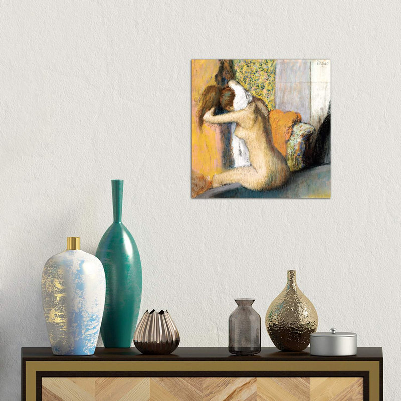 After The Bath, Woman Drying Her Neck, 1898 by Edgar Degas - Wrapped Canvas Painting, 45.72 cm H x 45.72 cm W x 3.175 cm D
