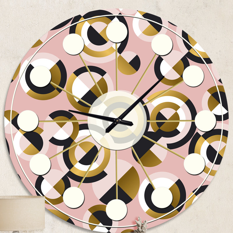 Motif circulaire de formes géométriques rétro - horloge murale moderne Mid-Century, Moyenne