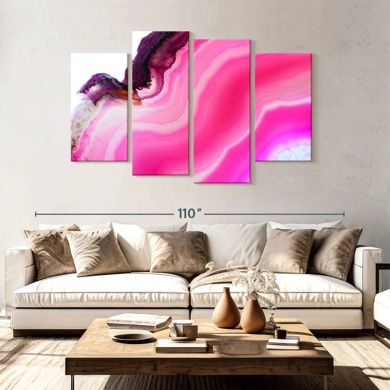 Avery magenta abstrait, H 54 po x l 84 po