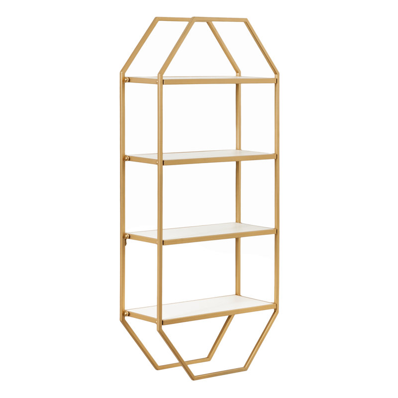 Barchetta 4 Piece Accent Shelf, White/Gold