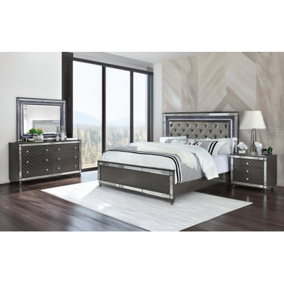 Marijus Adeline LED Upholstered Panel Bedroom Set