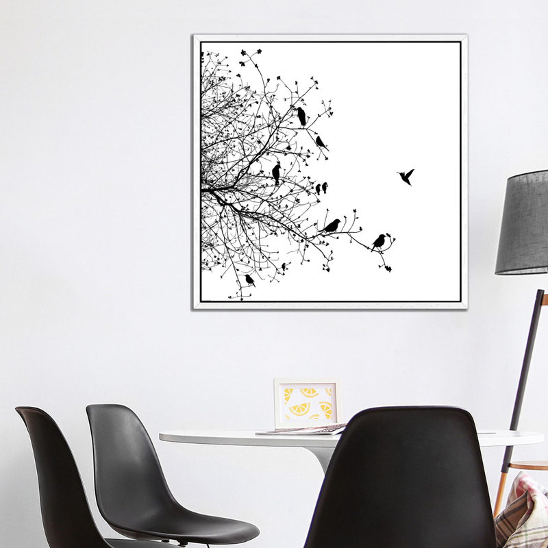 Birds I by GraphINC - Gallery-Wrapped Canvas Giclée on Canvas, White Floater Framed, 66.04 cm H x 66.04 cm W