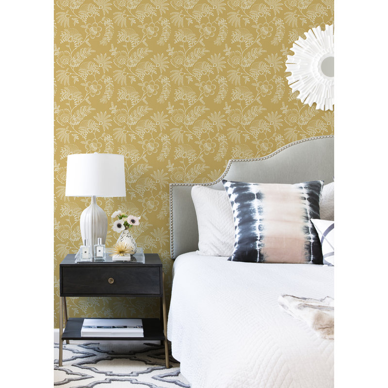 Auna Floral Wallpaper Roll, Yellow