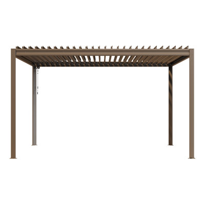 Pergola d'extérieur en aluminium à persiennes 10 pi x 13 pi avec toit ajustable, structure en aluminium à grain de bois, système de drainage efficace pour patio, terrasse, jardin