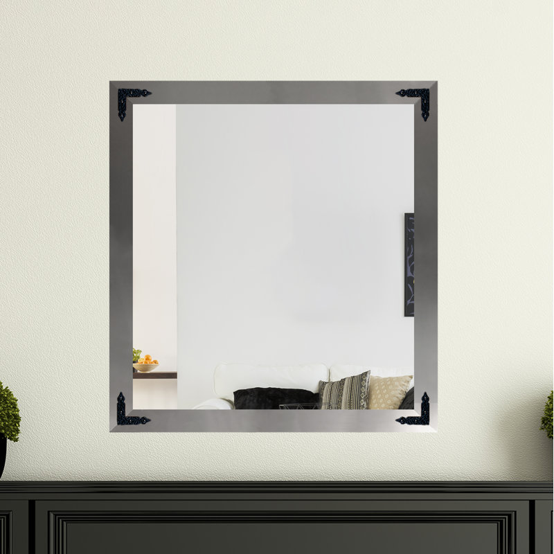 Heavner Flat Wall Mirror, 29" H x 29" W, Silver