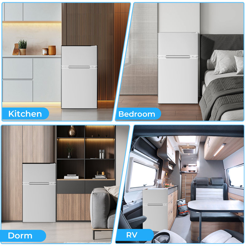 Electatic 3.1 Cu.ft Mini Fridge With Freezer - Compact Refrigerator For Dorm, Office & Rv, Adjustable Thermostat (32°F-50°F Fridge/-1°F-3°F Freezer),Removable Glass Shelves