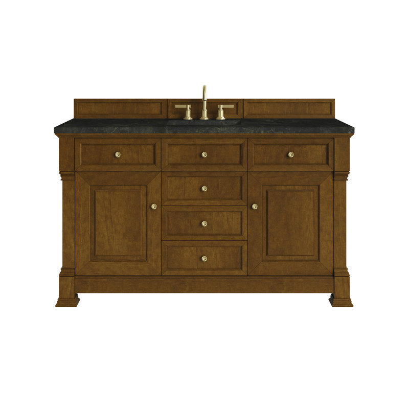 Brookfield 48'' W Single Vanity, Widespread, Victorian Silver, Black Onyx
