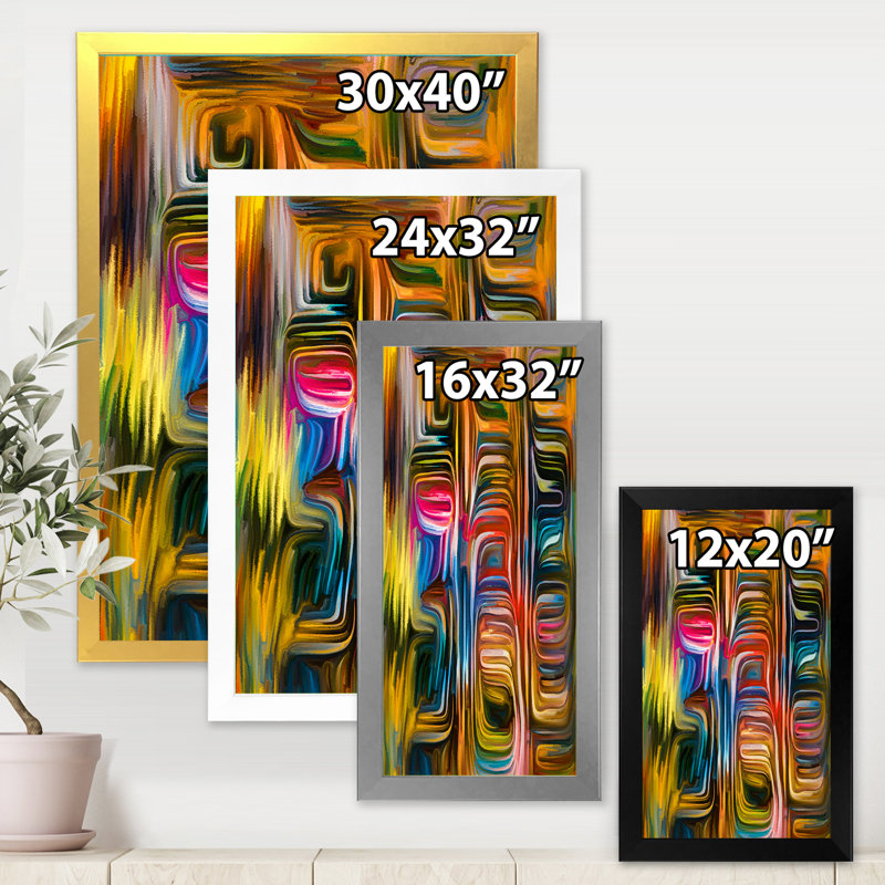 Color Fusion II - peinture sur toile, H 32 po x l 16 po x P 1 po, Cadre photo noir