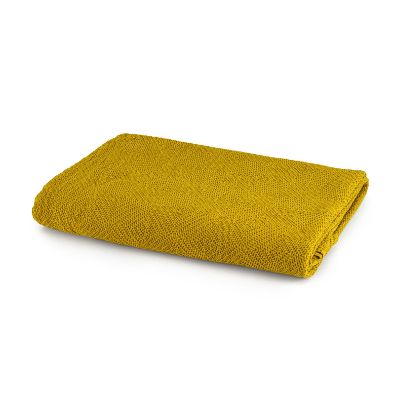 Kautz Cotton Solid Colour Bedspread, 160 x 190 cm, Ochre