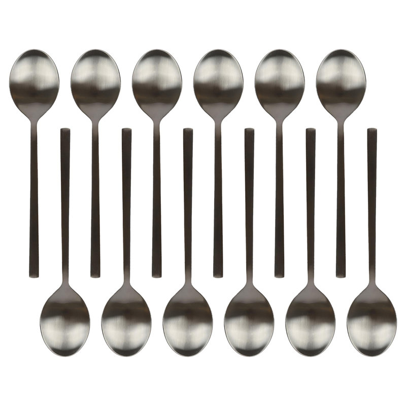 Argon Tableware Stainless Steel Dessert Spoons , Black