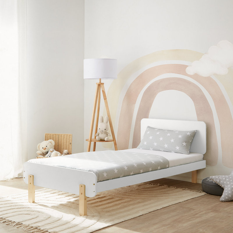 Children's bed 90X200 cm with slatted frame youth bed red guest bed bed frame wooden bed single bed solid wooden bed frame