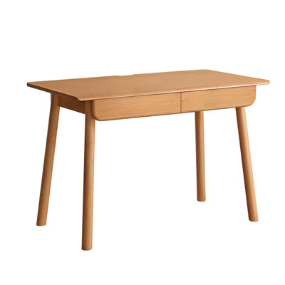 Bureau 29,5 "en bois massif avec pieds fuselés et 2 tiroirs