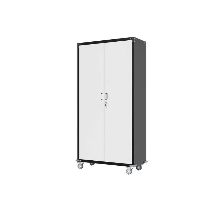 Armoire de bureau en métal avec 4 tablettes réglables et portes verrouillables - Garage Organisation Solution