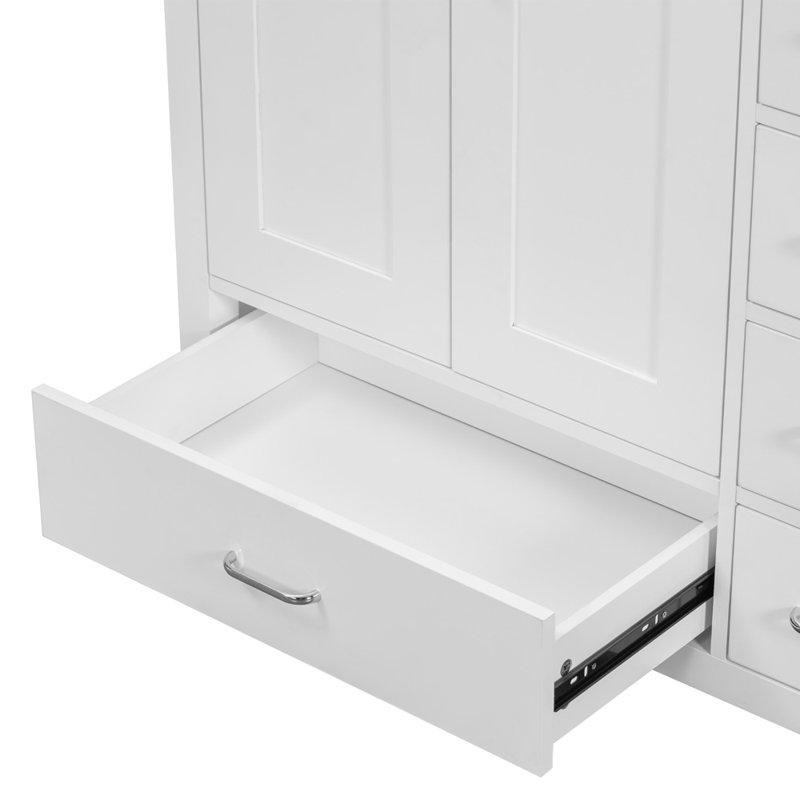 36" White Bathroom Vanity With Ceramic Sink