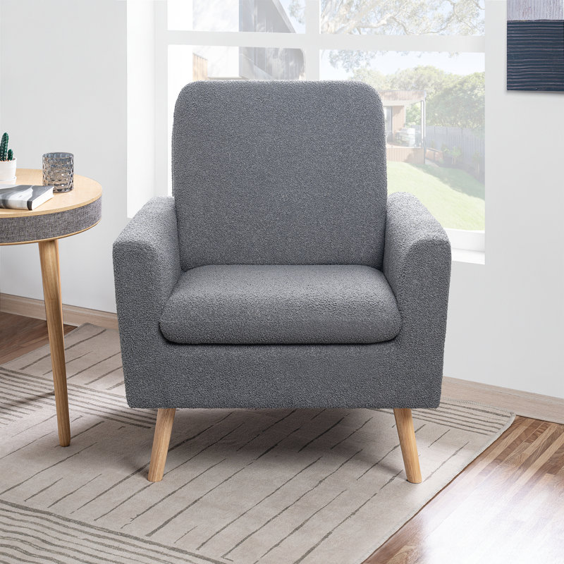 Ensemble de 2 chaises d'appoint Vanetten, Molleton pelucheux gris