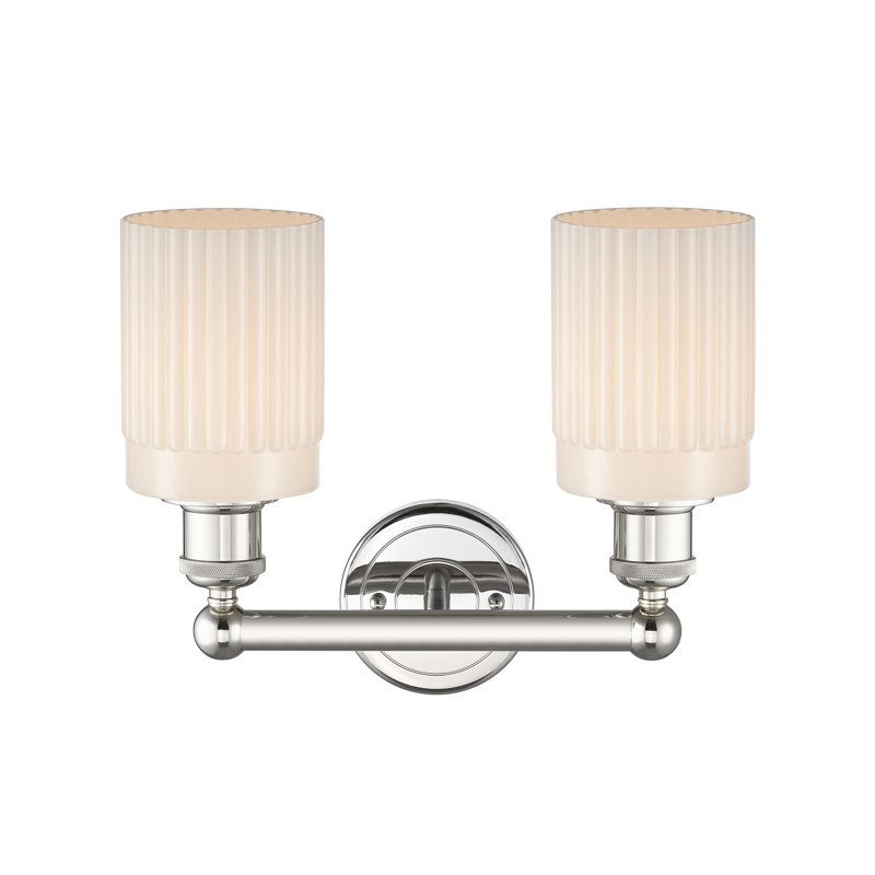 Kamena 13.5" W 2-Light Dimmable Vanity Light, Polished Nickel, Matte White