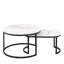 Coffee Table Set with White Marble Melamine Top & Black Legs