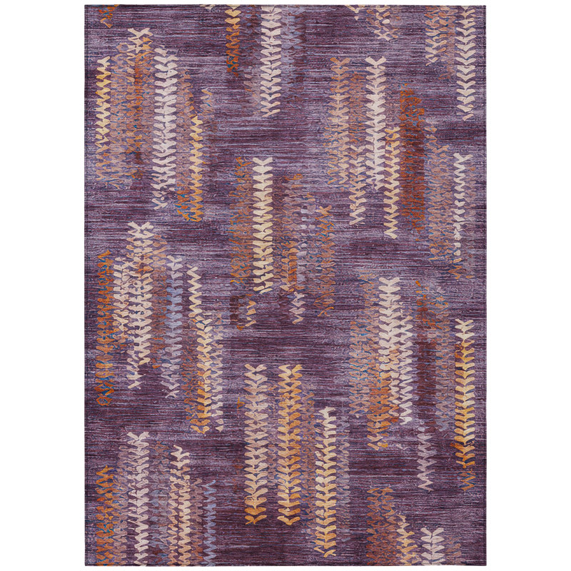 Machine Washable Indoor/Outdoor Chantille ACN2892 Striped Rug, 8' x 10', Eggplant