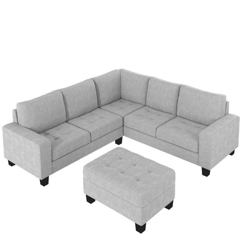 Canapé modulaire 3 pièces Islandia, Velours gris velours
