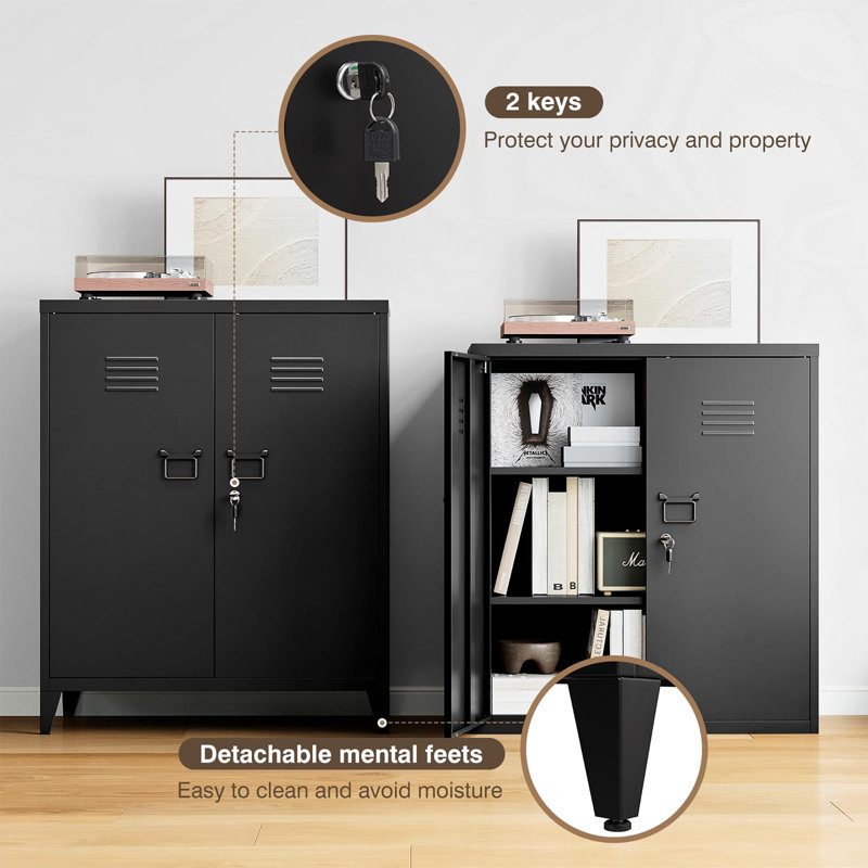2 -Door Storage Cabinet, Black