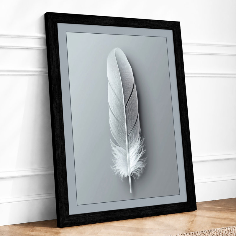 Single Feather Minimalist - Print, Black, A4 - 29.7 x 21.0 cm