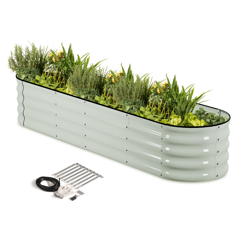 Evalyn Metal Outdoor Raised Garden Bed, Sage Green