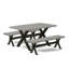 Ensemble de salle à manger moderne 3 pièces comprenant une table rectangulaire en bois avec pattes en X et 2 bancs de salle à manger-1977222340-1977222343-1977234968