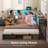 Queen Size L-Shaped Corner Bed Frame, Metal Platform Daybed With 2 Deep Storage Drawers, Bookcase Headboard With Rgb Led Lights & Built-In Charging Station, Space Saving Bed For Bedroom，Grey-848765336-848765340