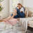 Smelser Modern Striped Faux Fur Vanity Stool with Metal Legs, Makeup Ottoman & Footrest for Bedroom-1132620979
