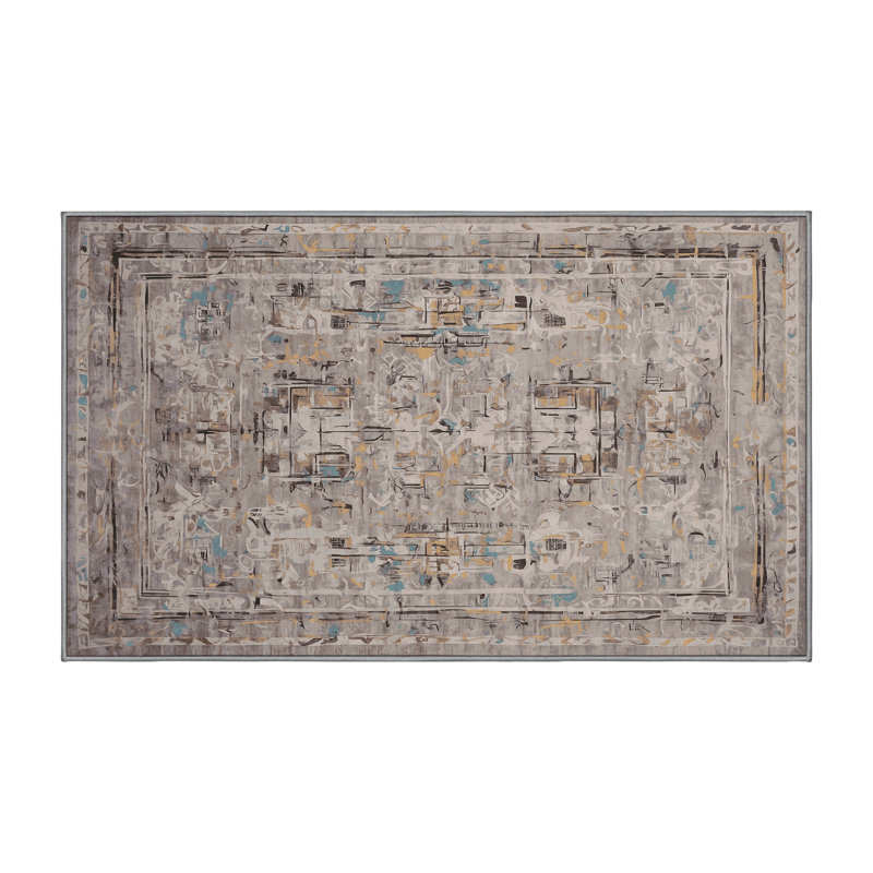 Machine Washable Gray Area Rug, Runner 2' x 5'